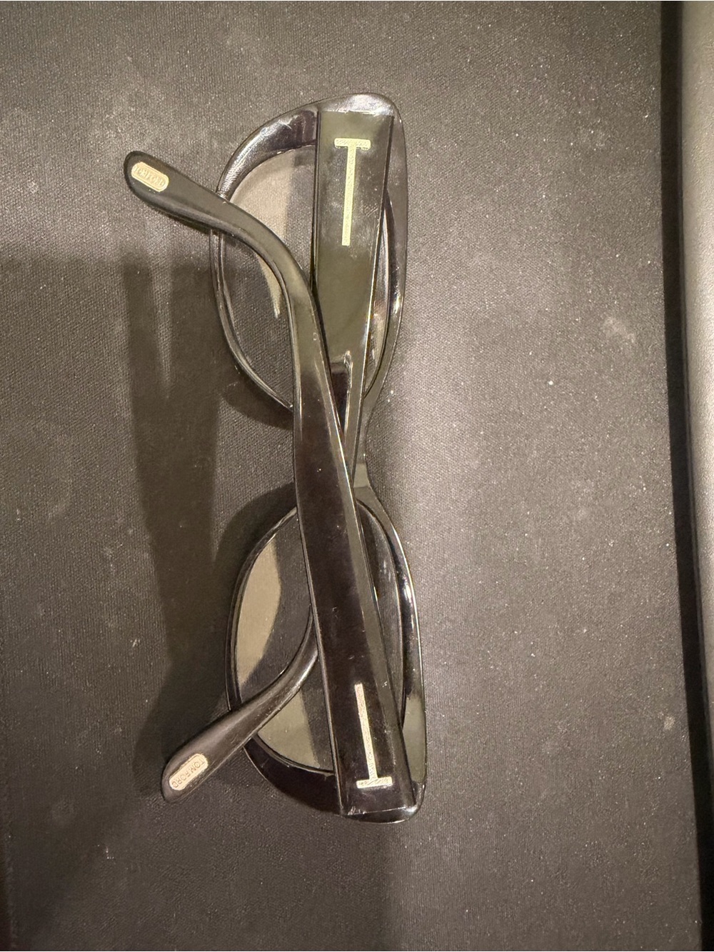 Tom Ford Black Rectangular Sunglasses with Gold T Logos